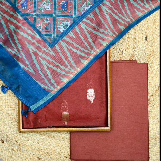 Brown chanderi silk suit set