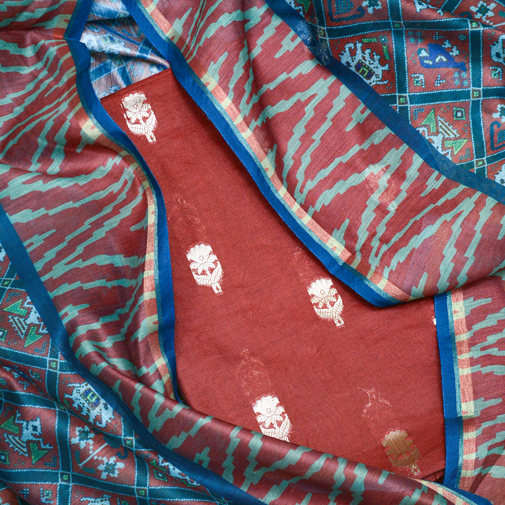 Brown chanderi silk suit set