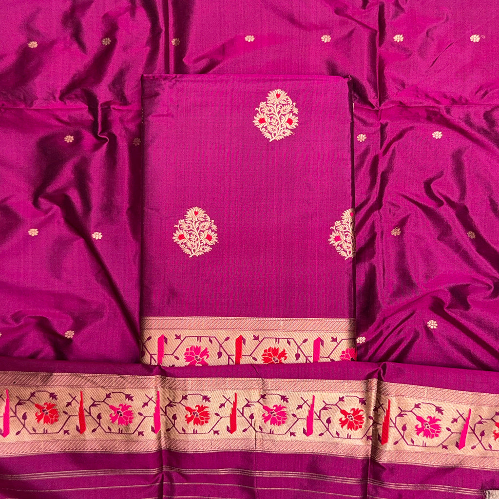 Magenta Katan by Katan silk paithani suit set