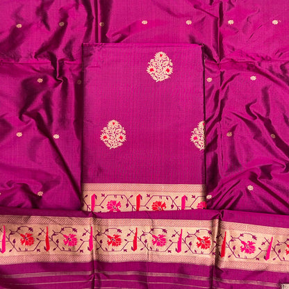Magenta Katan by Katan silk paithani suit set