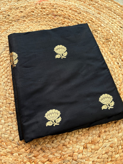 Black katan silk kadhwa fabric