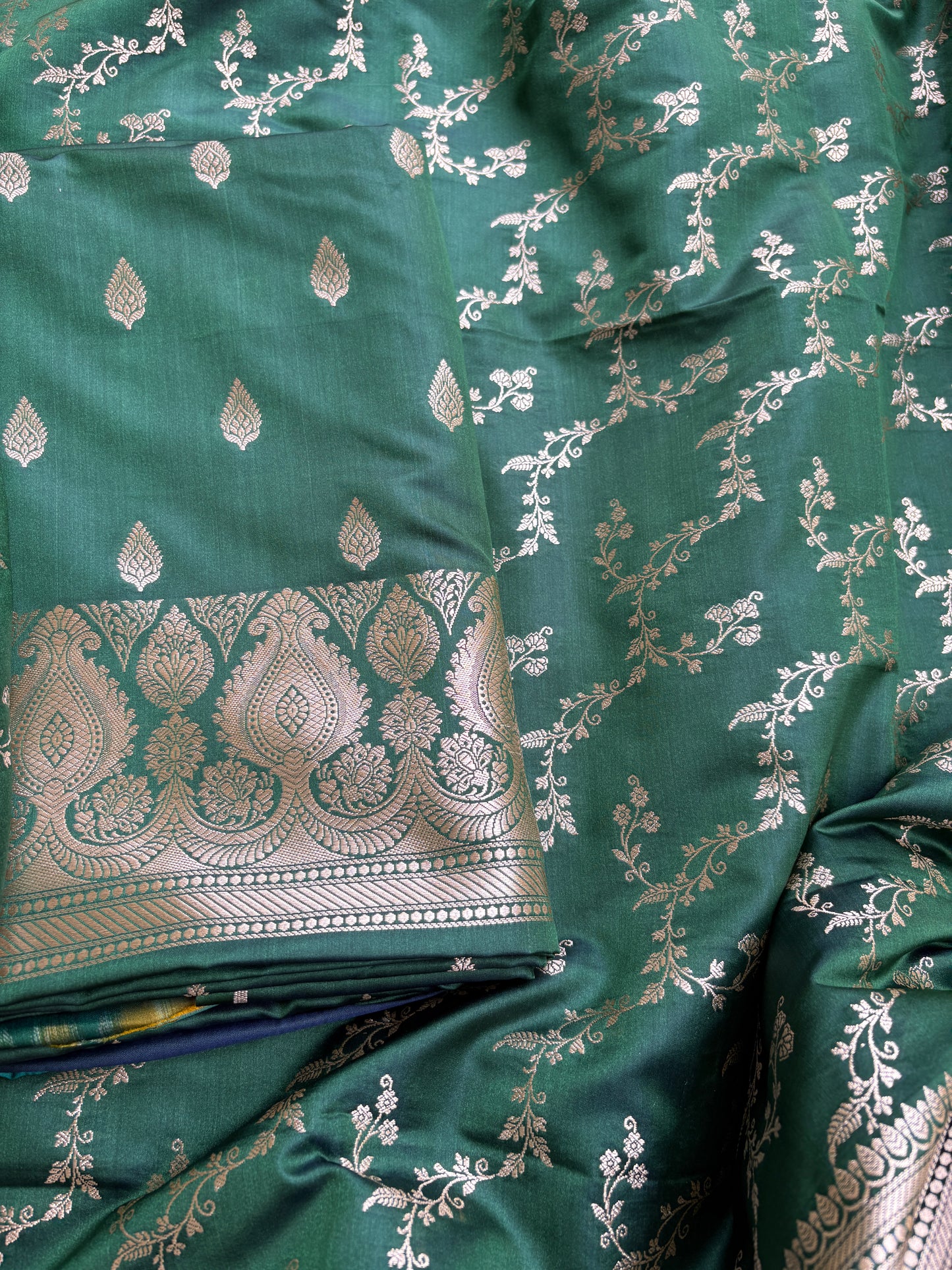 Green mashru silk suit set