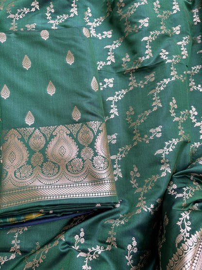 Green mashru silk suit set