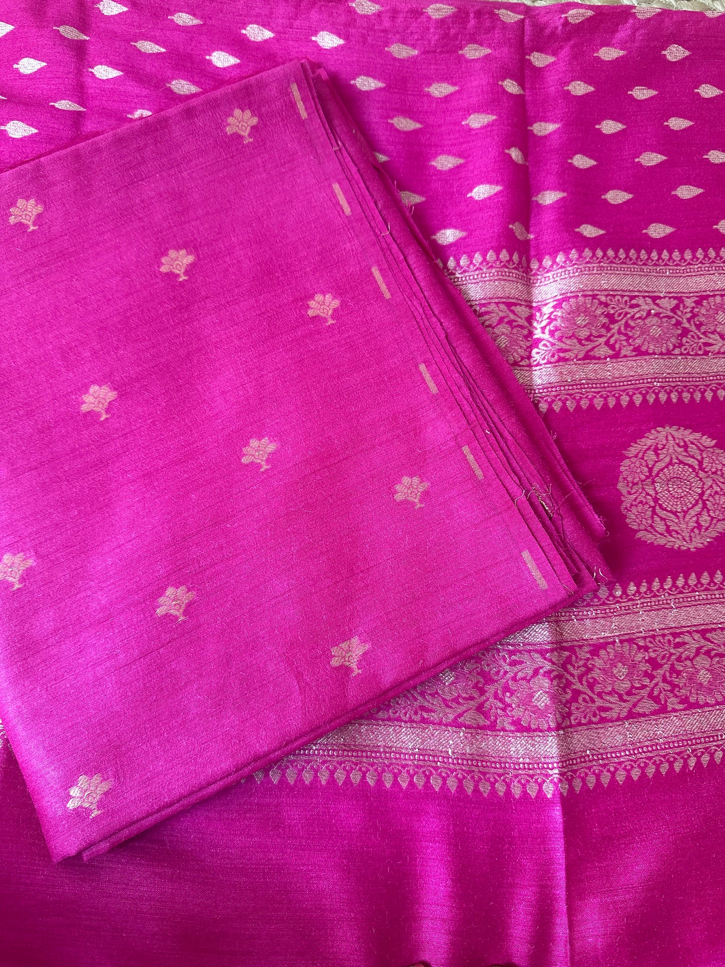 Magenta moonga silk suit