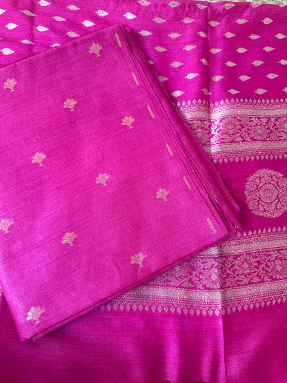 Magenta moonga silk suit