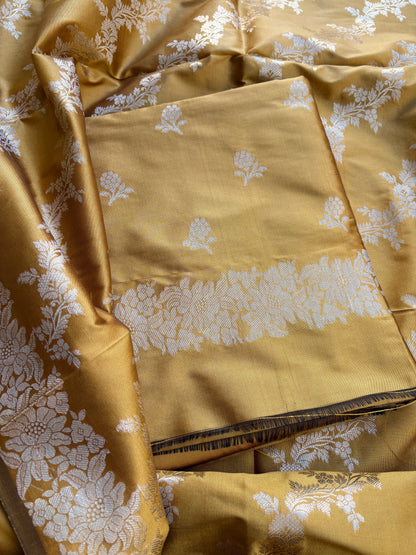 Yellow premium silk suit set