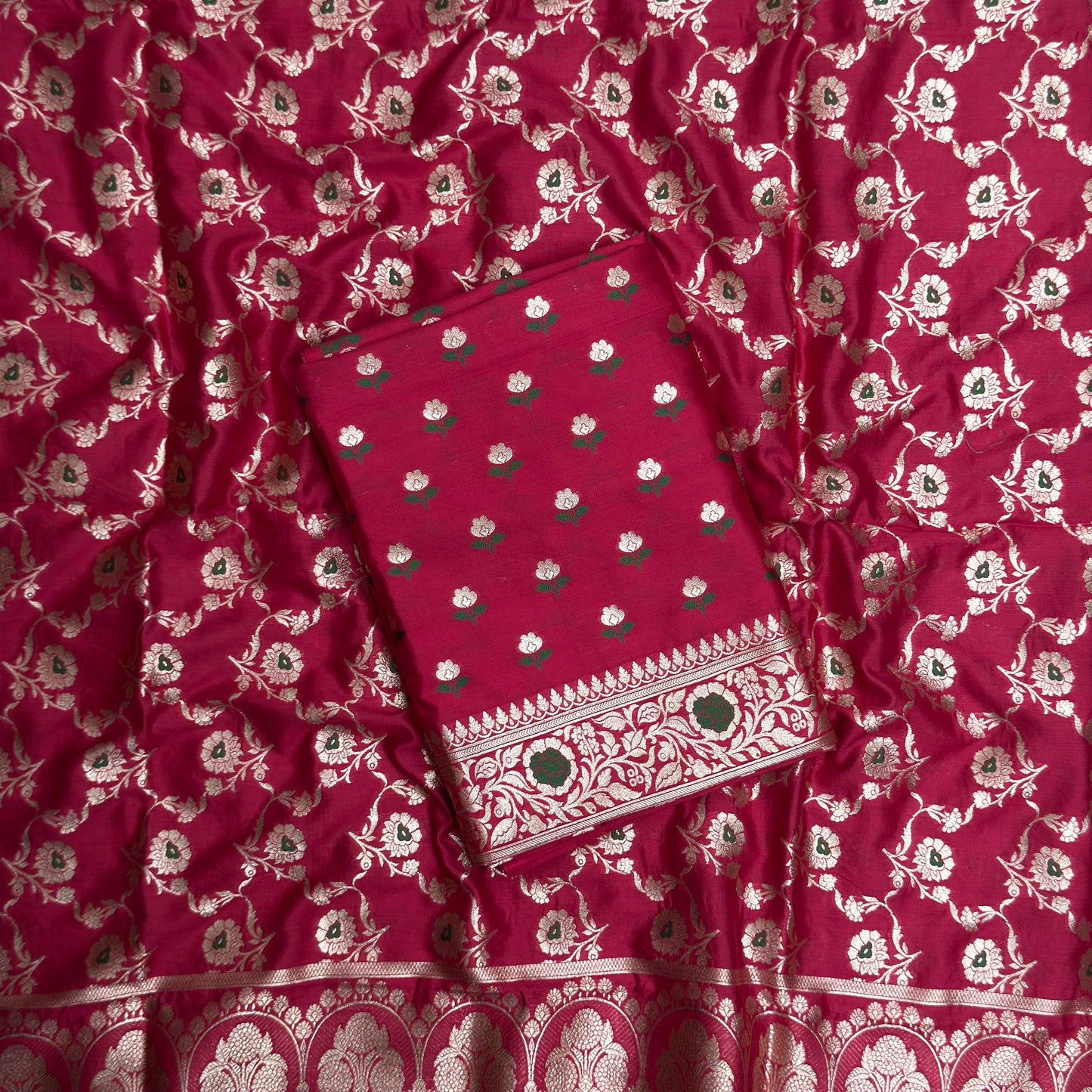 Red mulberry silk suit set