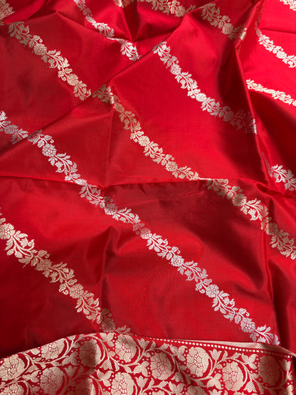 Red katan silk kadhwa dupatta