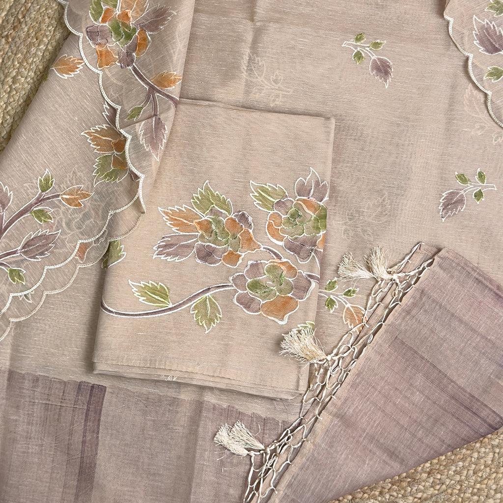 Nude beige linen suit set