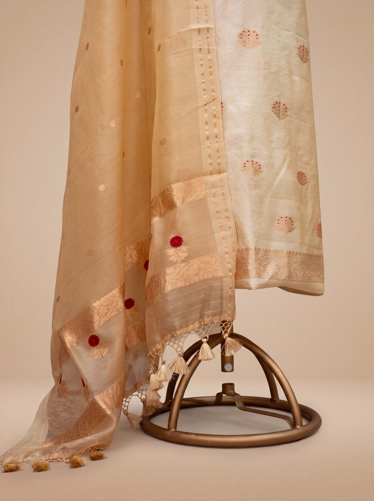 Cream beige  pure silk suit set