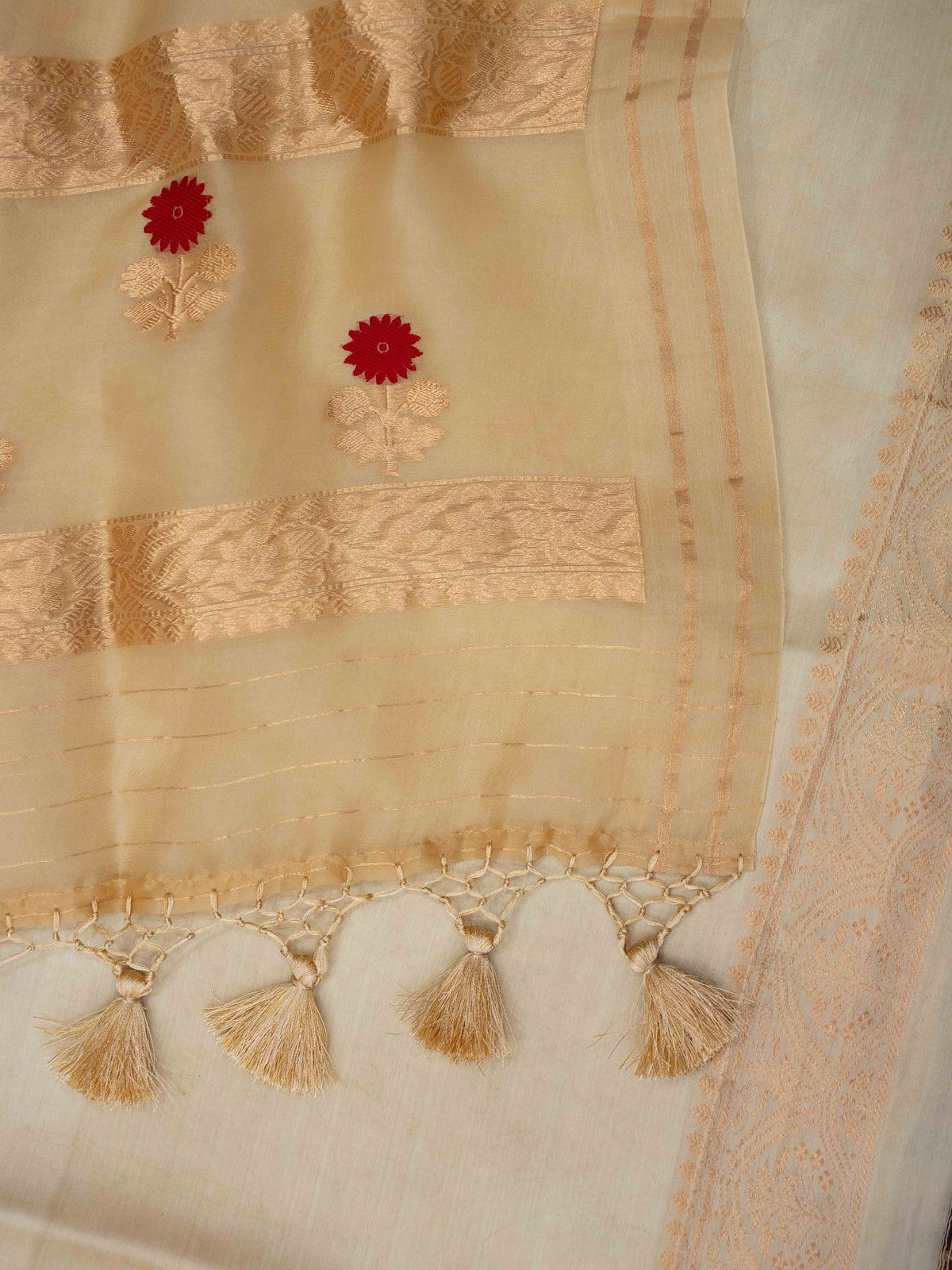 Cream beige  pure silk suit set
