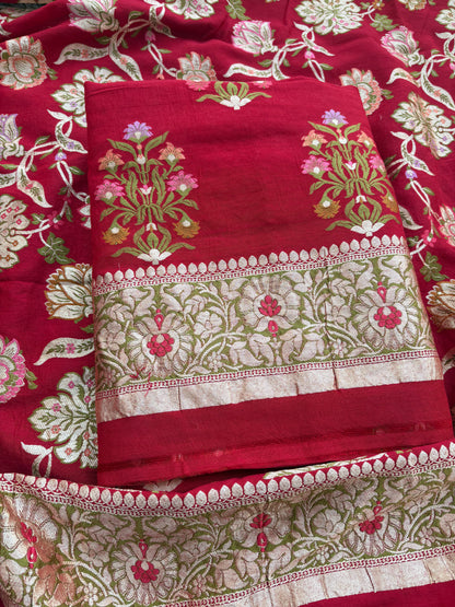 Red moonga silk meenadar exclusive suit set