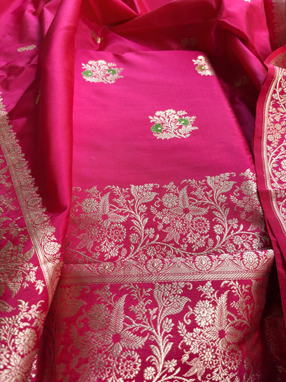 Pink katan by katan kadhwa silk suit set