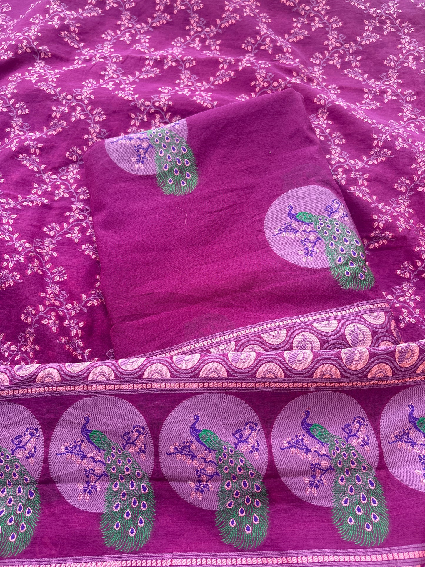 Purple Chanderi peacock Resham jaal suit set(84)