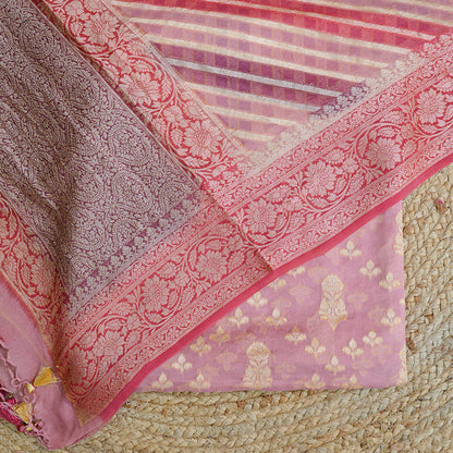 Pink Khaddi georgette suit with rangkat dupatta