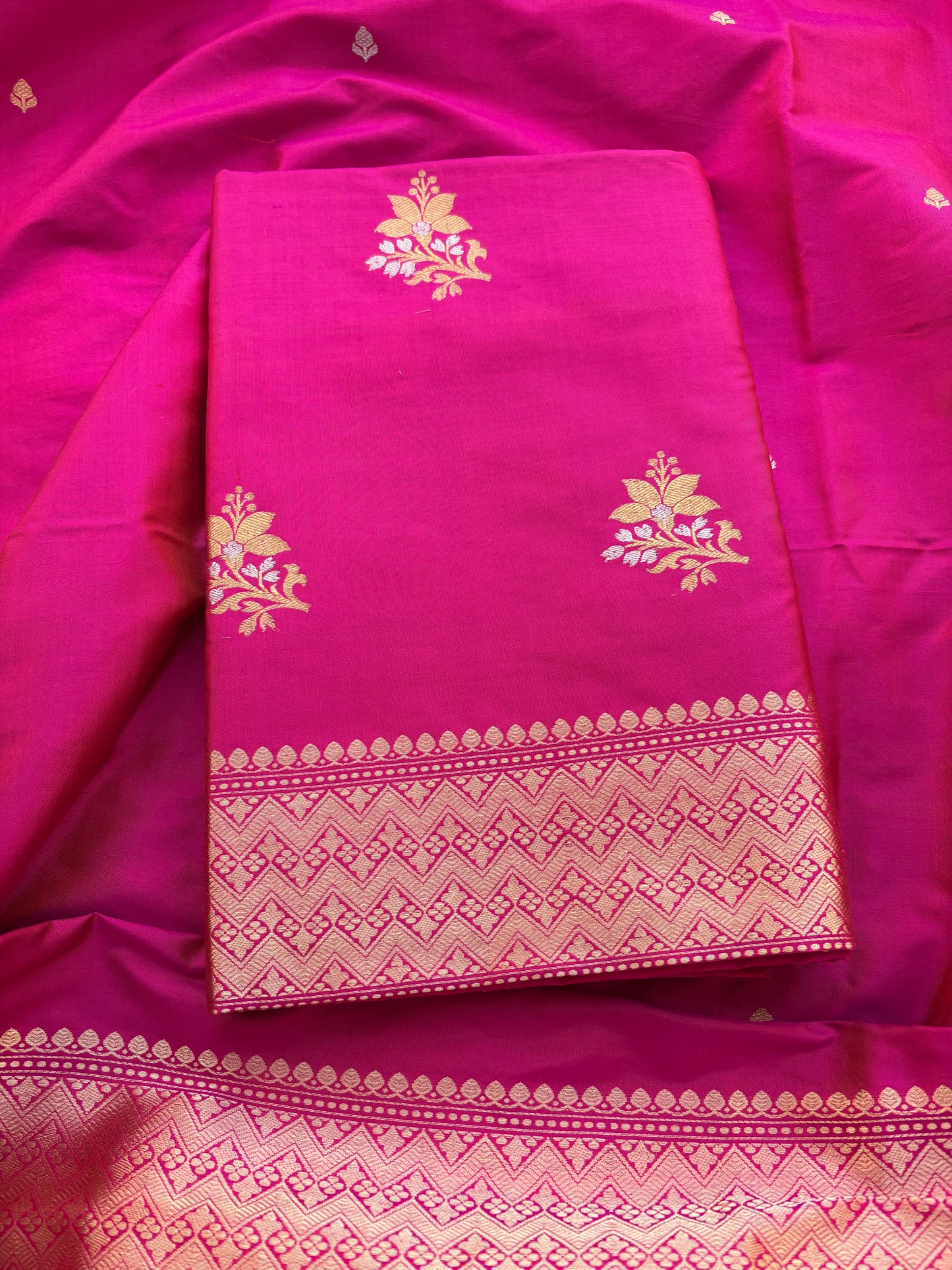 Pink katan by katan silk kadhwa suit set