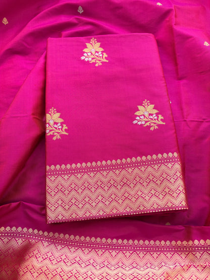 Pink katan by katan silk kadhwa suit set