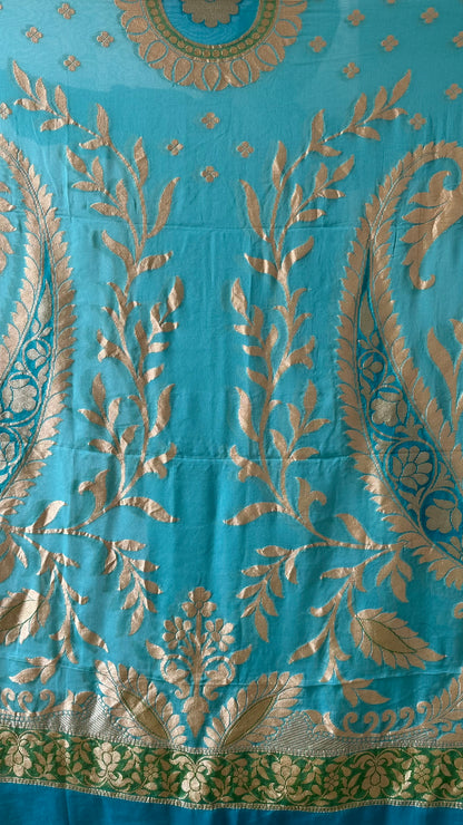 Turq handloom khaddi georgette dupatta