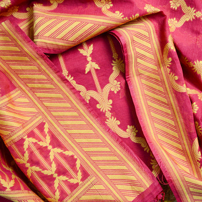 Red Resham weaving Chanderi  suit set
