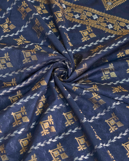 Blue chanderi weaving bootis 3 piece suit