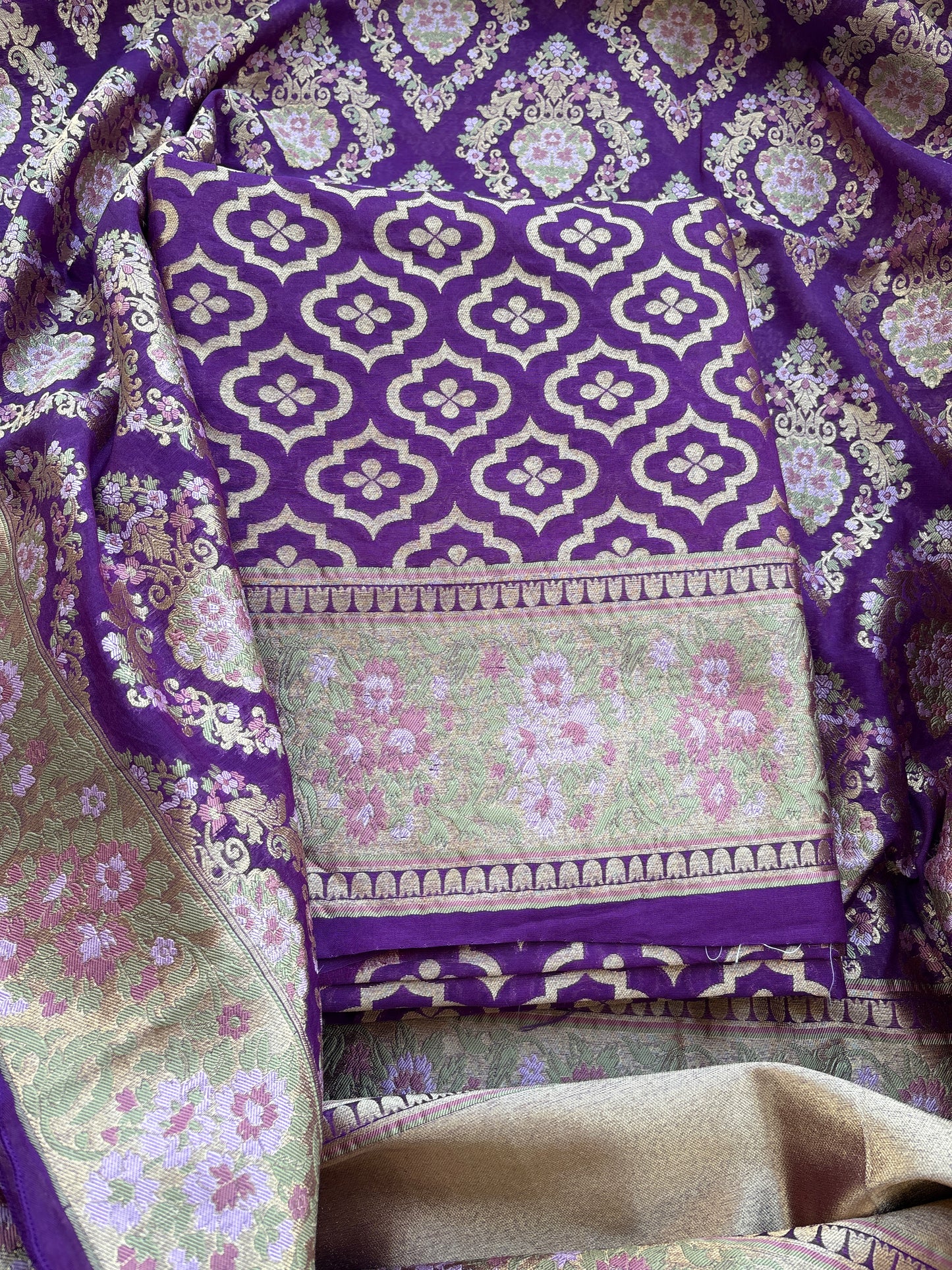 Purple Chanderi exclusive weaving suit set