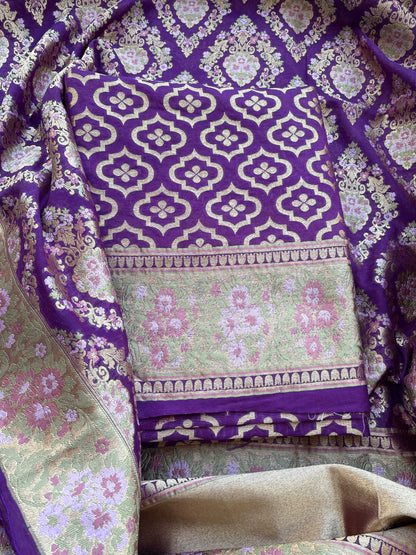 Purple Chanderi exclusive weaving suit set