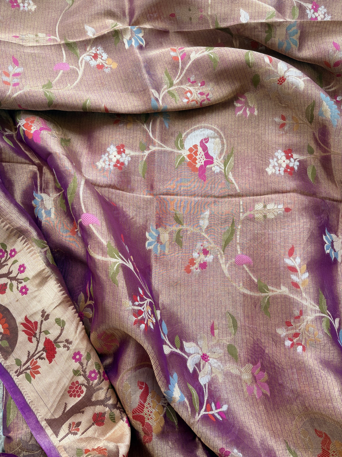 Purple kota tissue kadhwa meenadar suit set