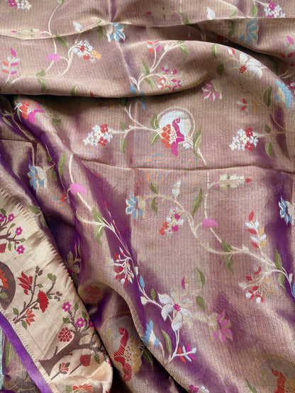 Purple kota tissue kadhwa meenadar suit set