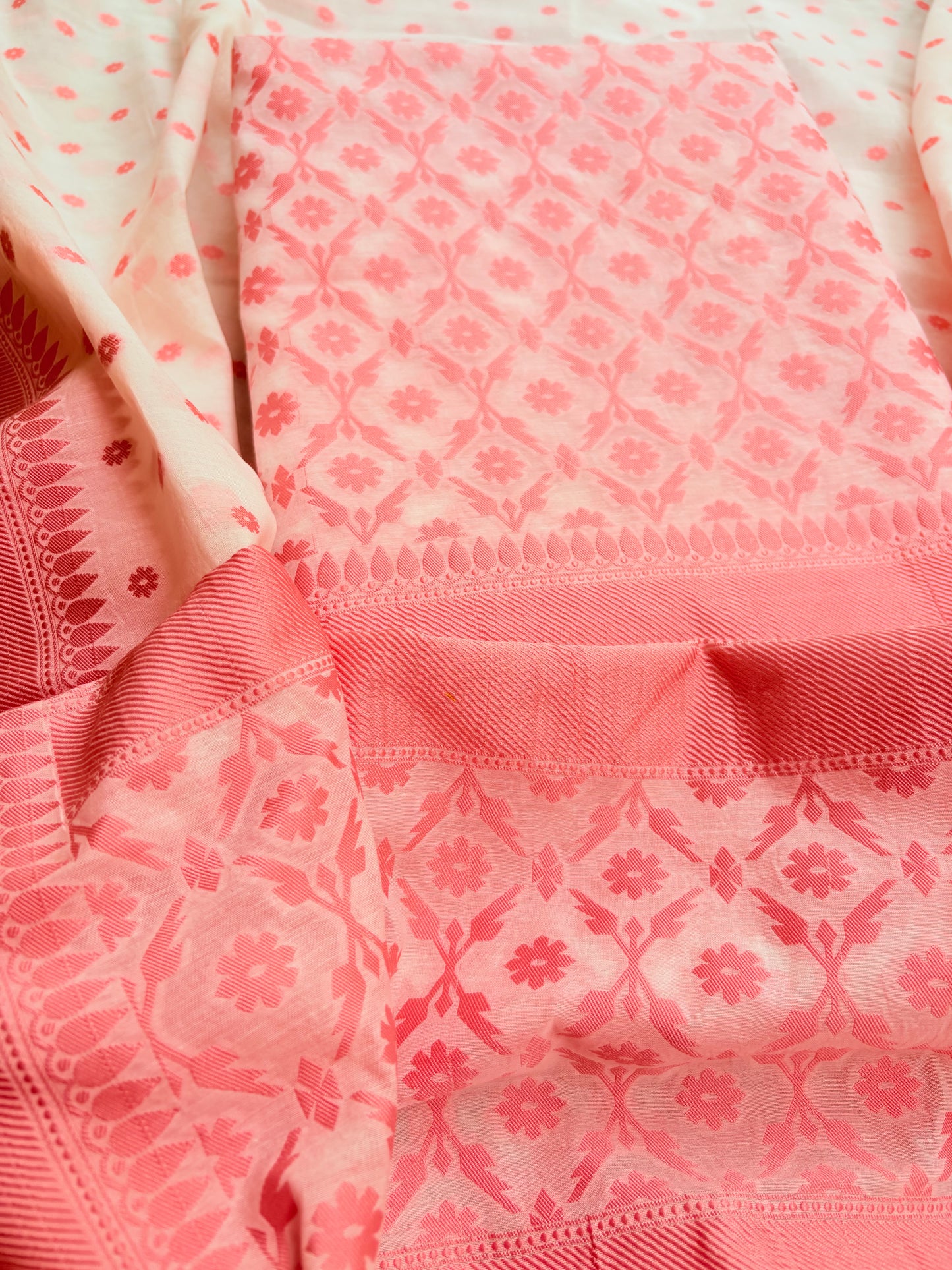 White base Chanderi cotton 3 piece suit set