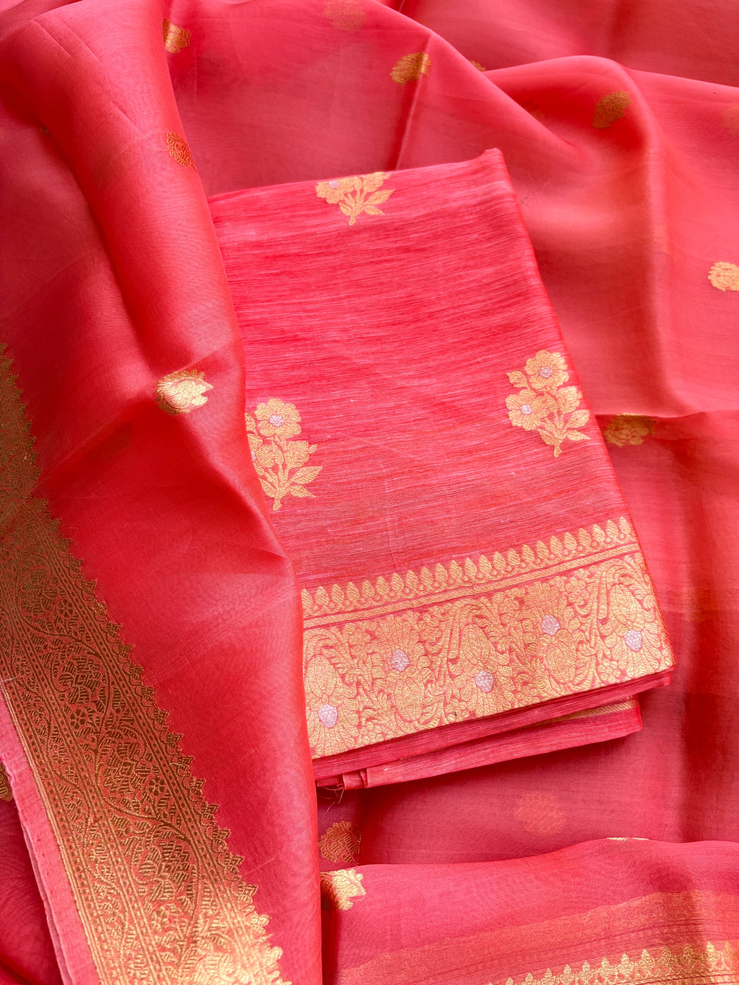 Peach linen suit kadhwa suit set