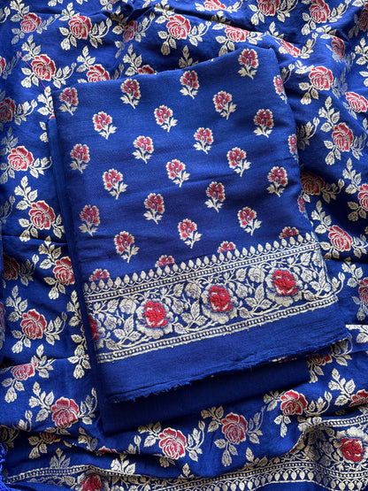 Blue moonga silk suit set
