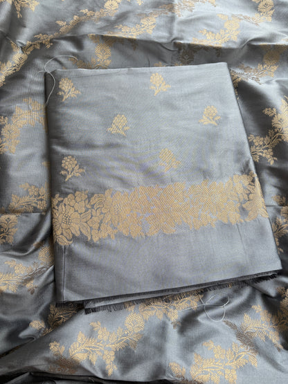 Light blue premium Banarasi silk 3 piece suit set