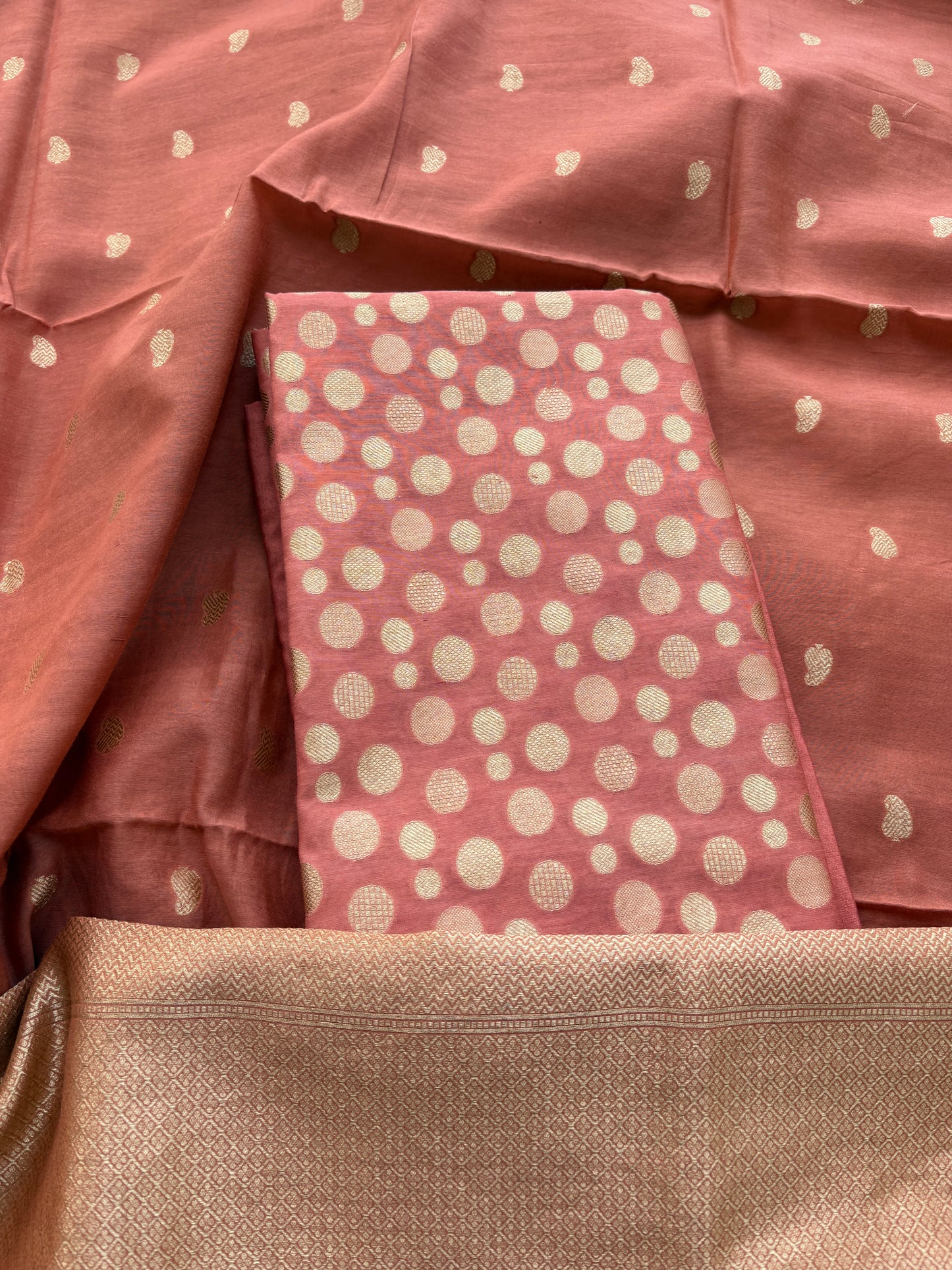 Rust cotton silk suit set