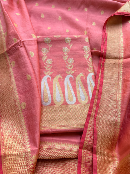 Pink Chiniya silk Sona rupa booti  suit set