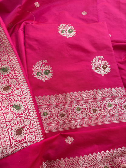 Pink katan by Katan silk kadhwa suit set