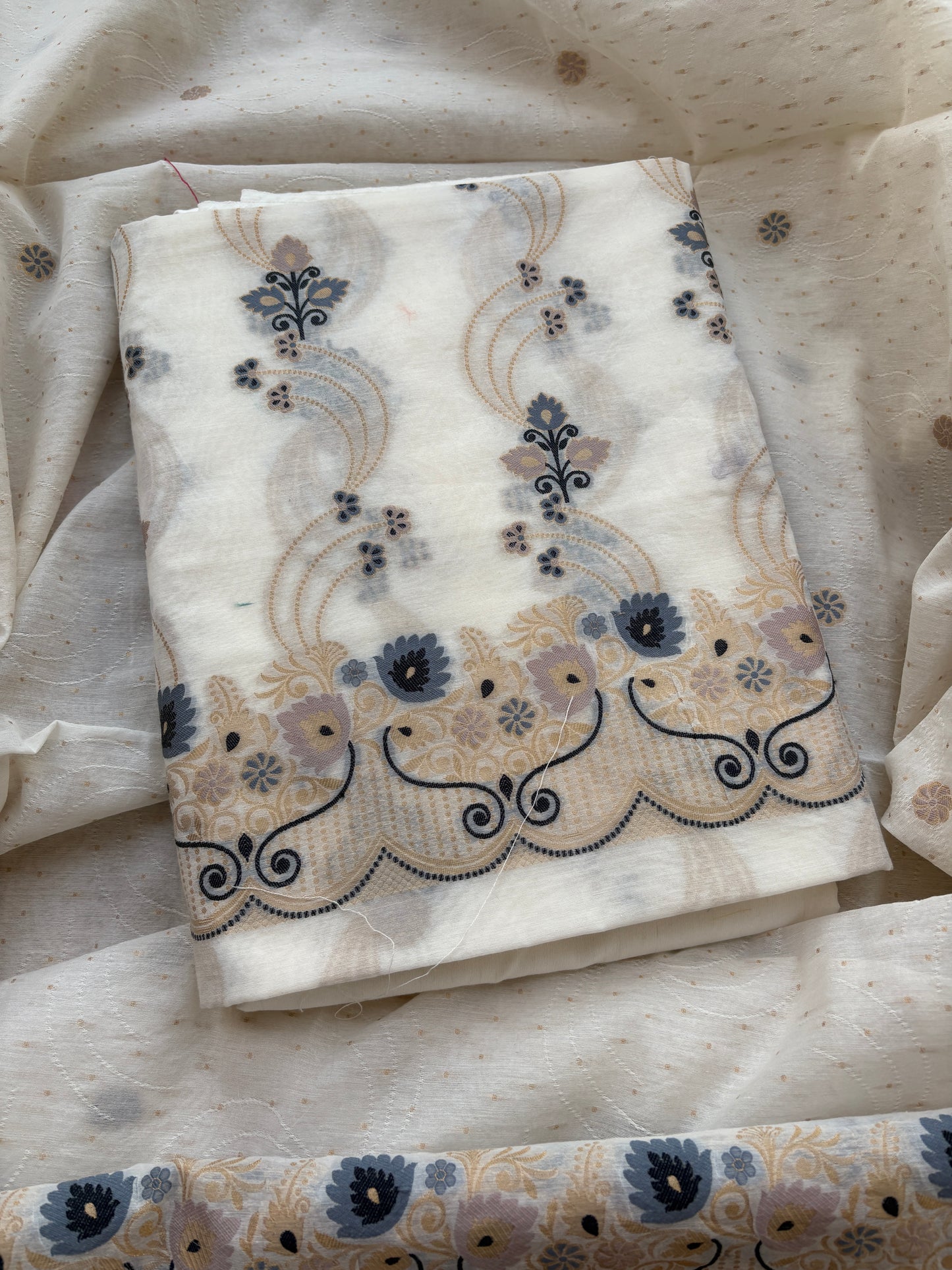 White base meenadar Chanderi suit set