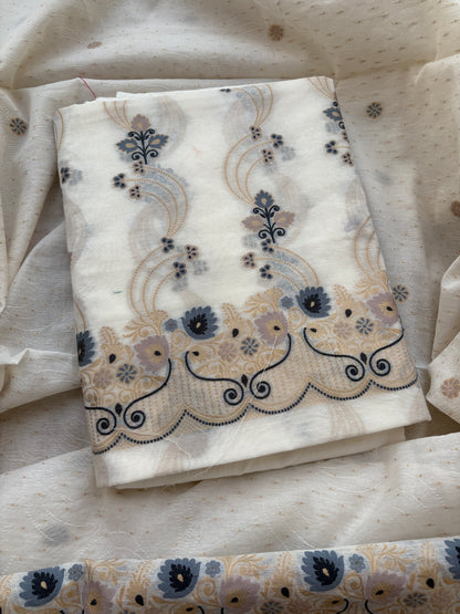 White base meenadar Chanderi suit set