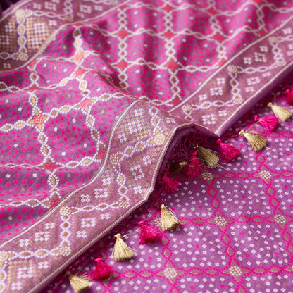 Lavender cotton bandhani suit set