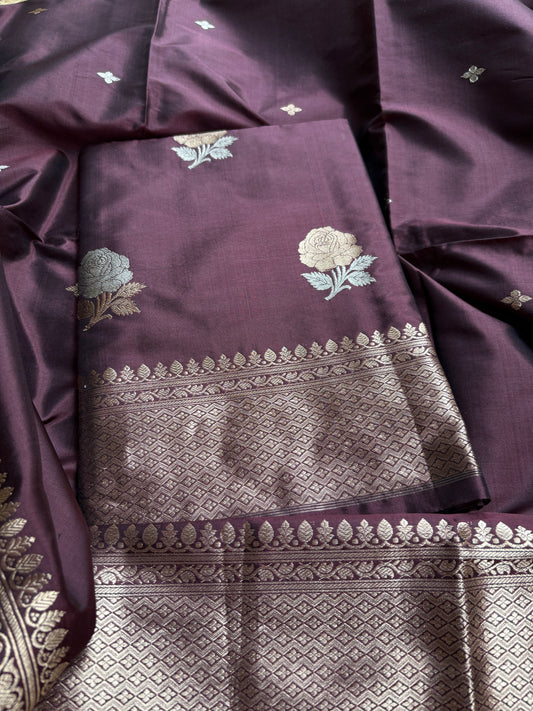 Coffee katan by katan silk kadhwa suit set