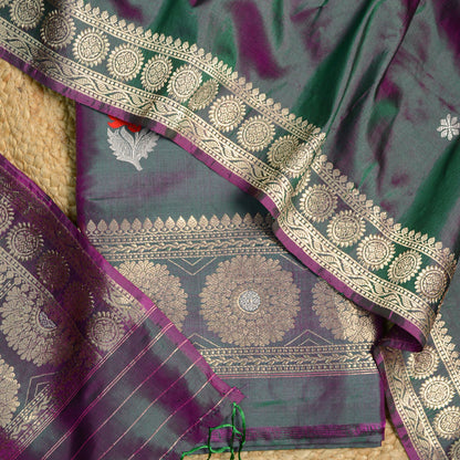 Green katan silk kadhwa suit set