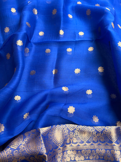 Blue  mango silk kadhwa suit set