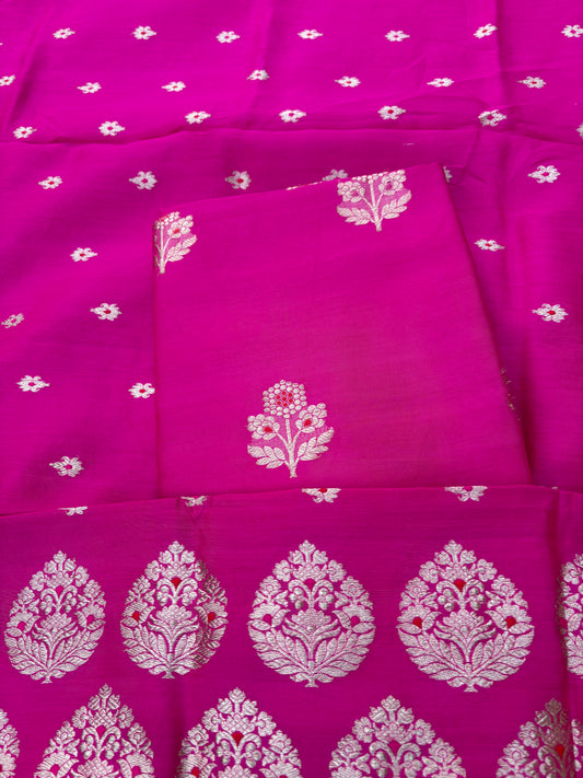 Pink Chiniya silk meenadar 3 piece suit set