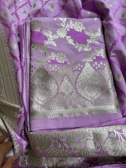 Lavender rangkat mashru silk suit set