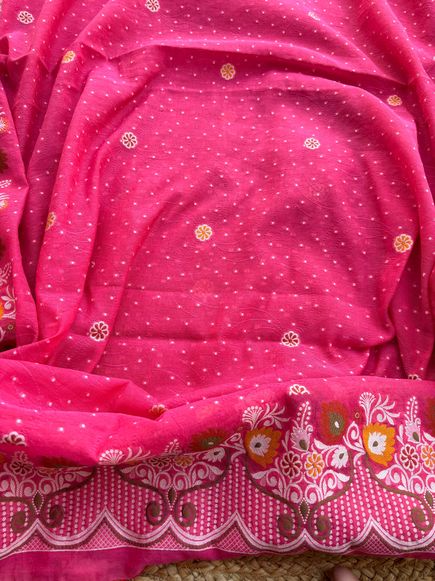 Pink Chanderi meenadar suit set