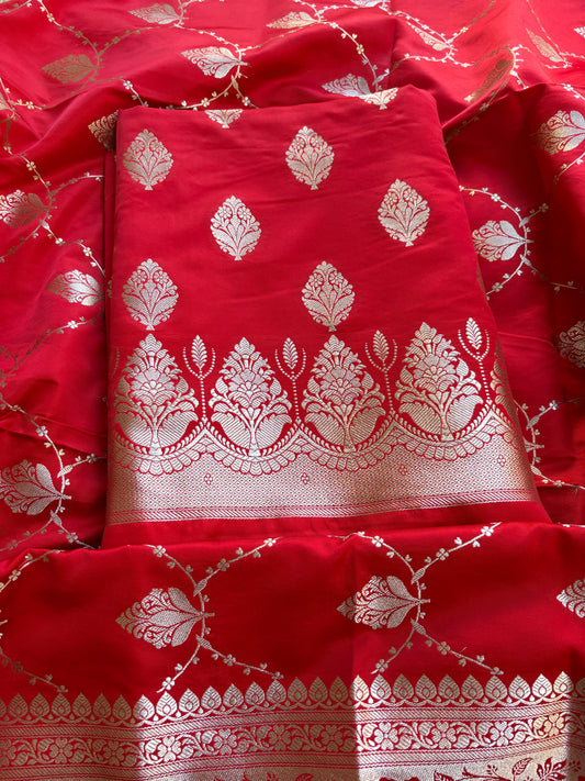 Red mashru silk suit set