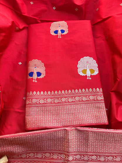 Red katan by katan silk kadhwa suit set