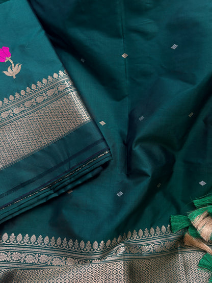 Green Katan by Kayan silk kadhwa suit set