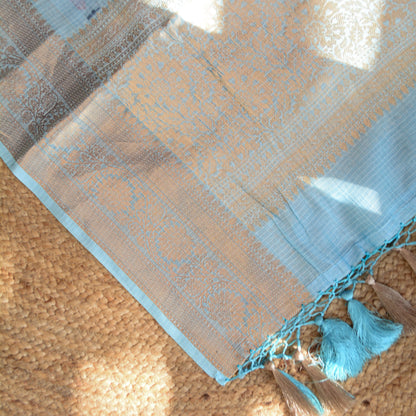 Blue kora Doria meenadar handloom suit set