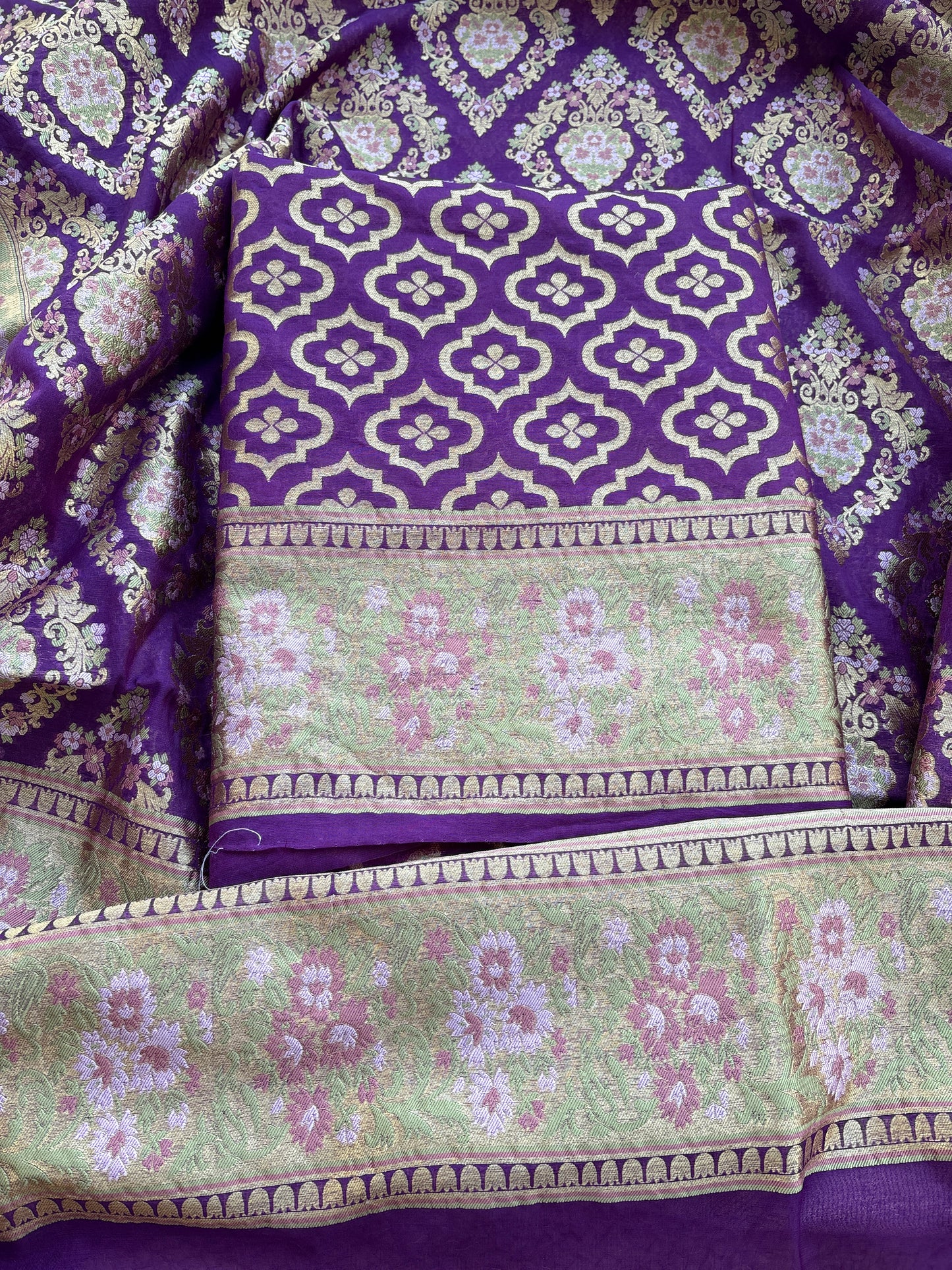 Purple Chanderi exclusive weaving suit set
