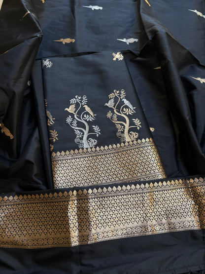 Black katan by katan figure motif suit set